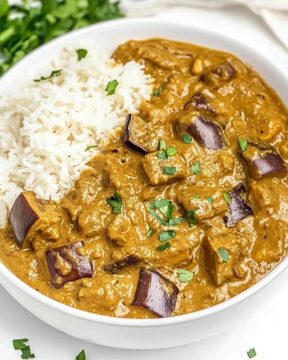 Delicious Eggplant Curry plate image
