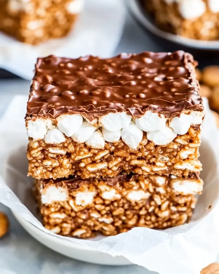 Homemade Extra-Marshmallow Chocolate Peanut Butter Rice Krispies Bars photo