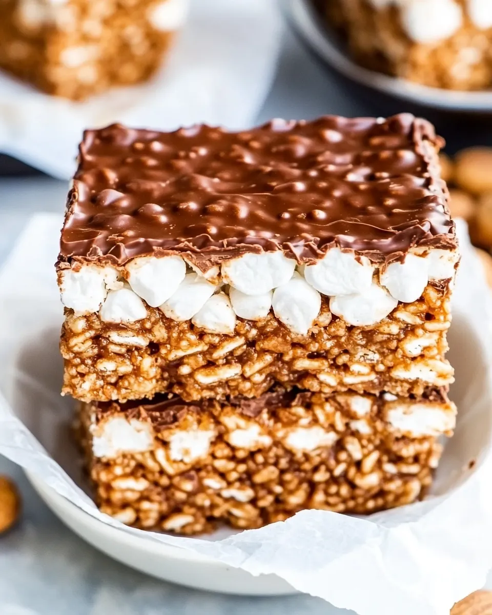 Homemade Extra-Marshmallow Chocolate Peanut Butter Rice Krispies Bars photo