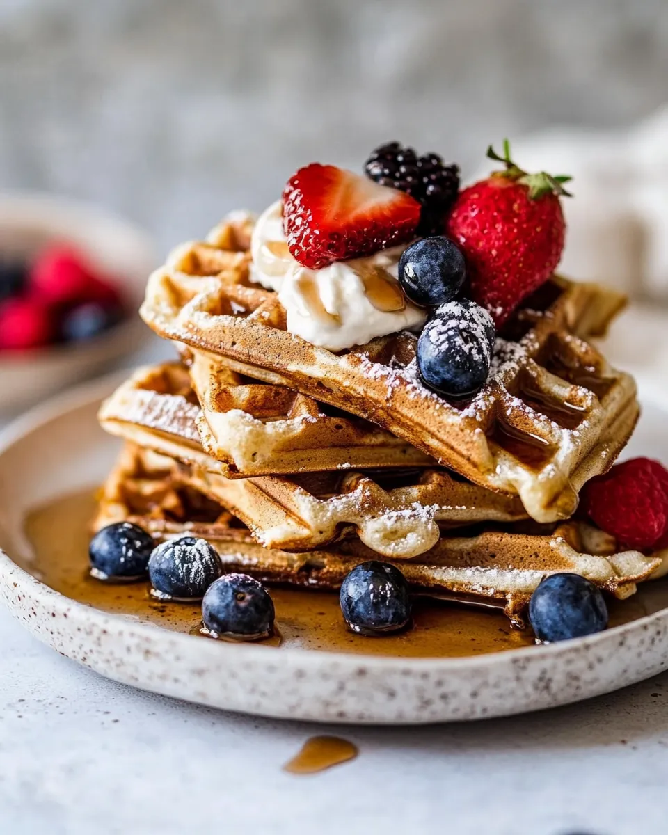 Homemade Freezer Friendly Whole Grain Waffles. shot