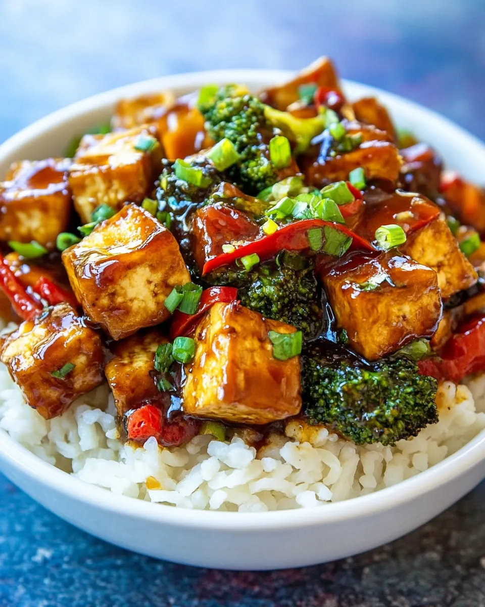 Easy General Tso Tofu food shot