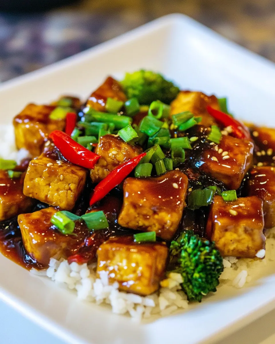 Delicious General Tso Tofu plate image