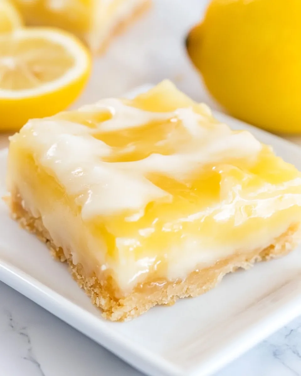 Delicious Glazed Lemon Pie Bars plate image
