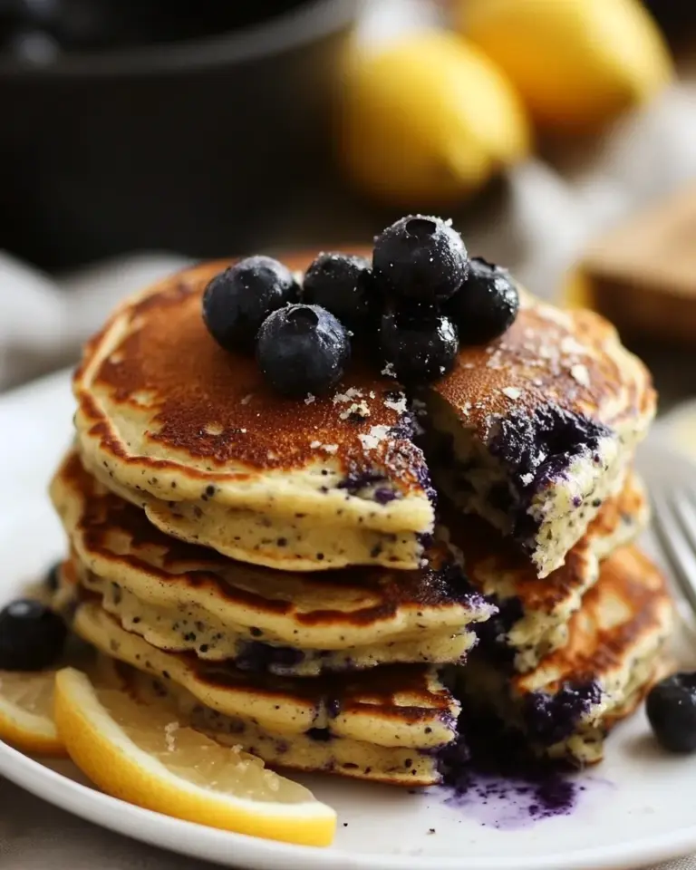 Homemade Gluten-Free Lemon Blueberry Hummus Protein Pancakes photo