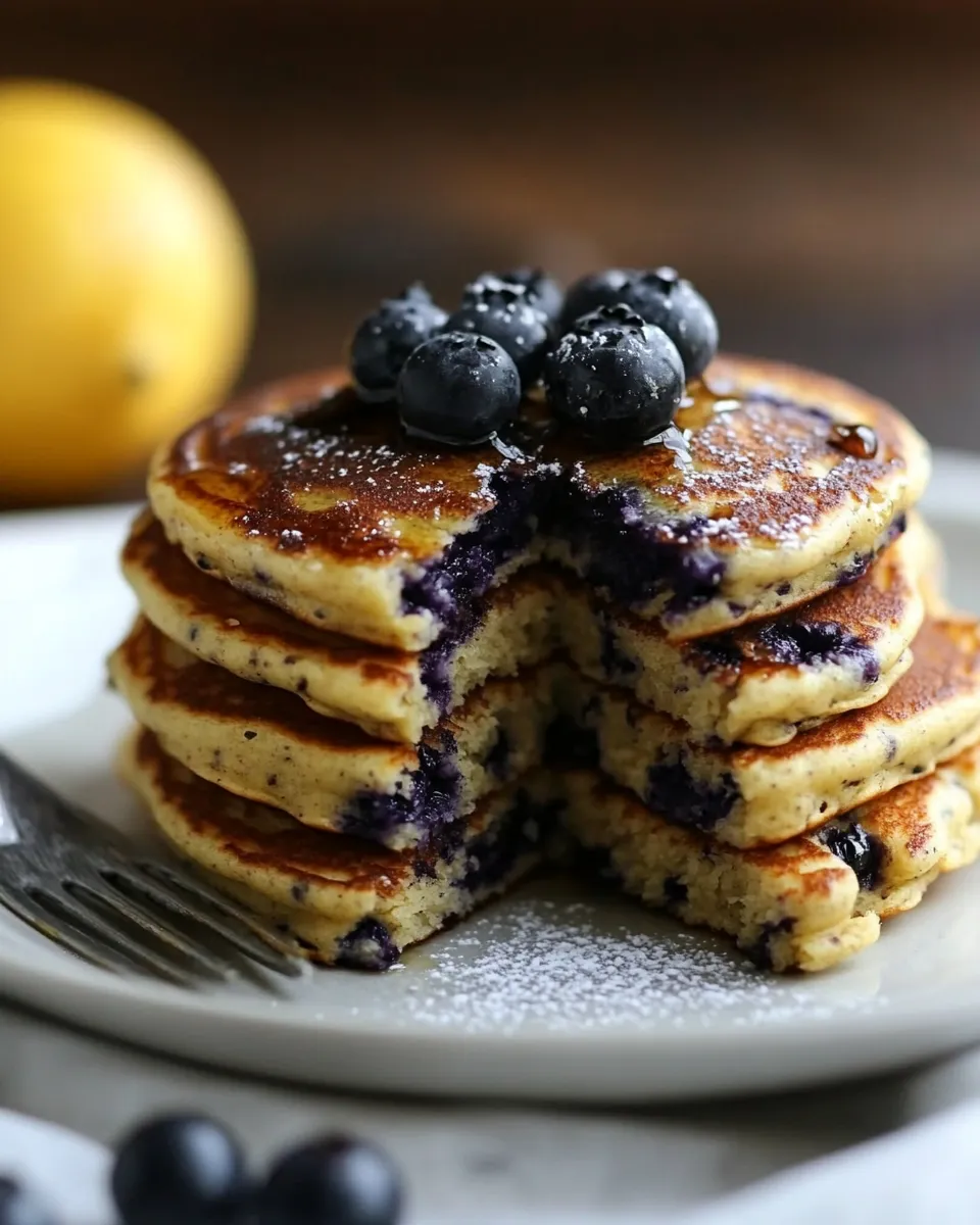 Classic Gluten-Free Lemon Blueberry Hummus Protein Pancakes image
