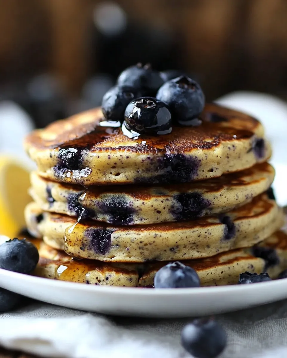 Easy Gluten-Free Lemon Blueberry Hummus Protein Pancakes recipe photo