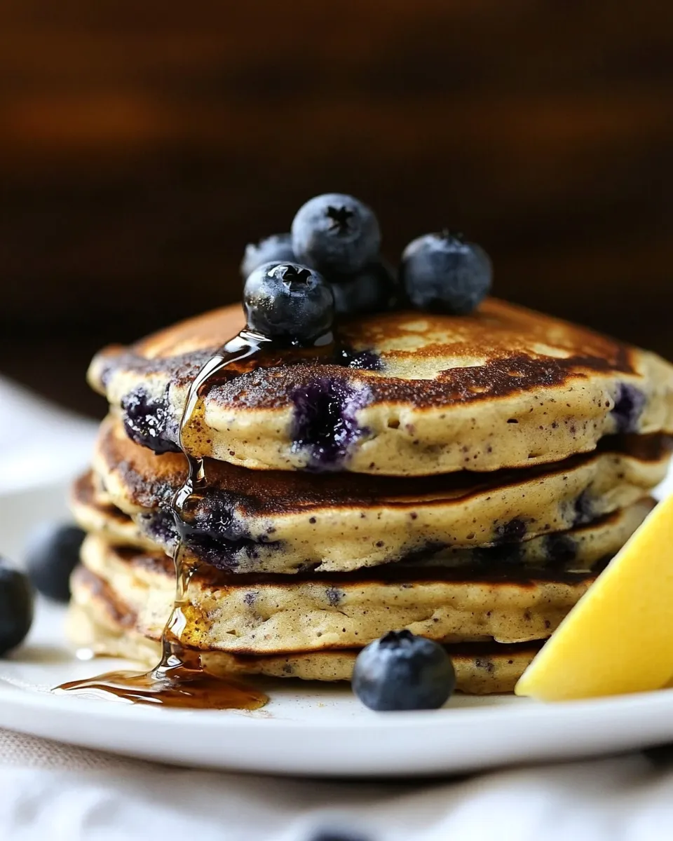 Delicious Gluten-Free Lemon Blueberry Hummus Protein Pancakes dish photo