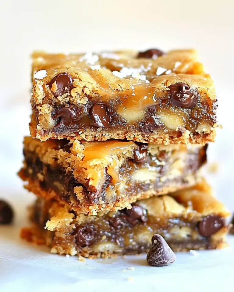 Homemade Gooey Salted Caramel Chocolate Chip Cookie Bars photo