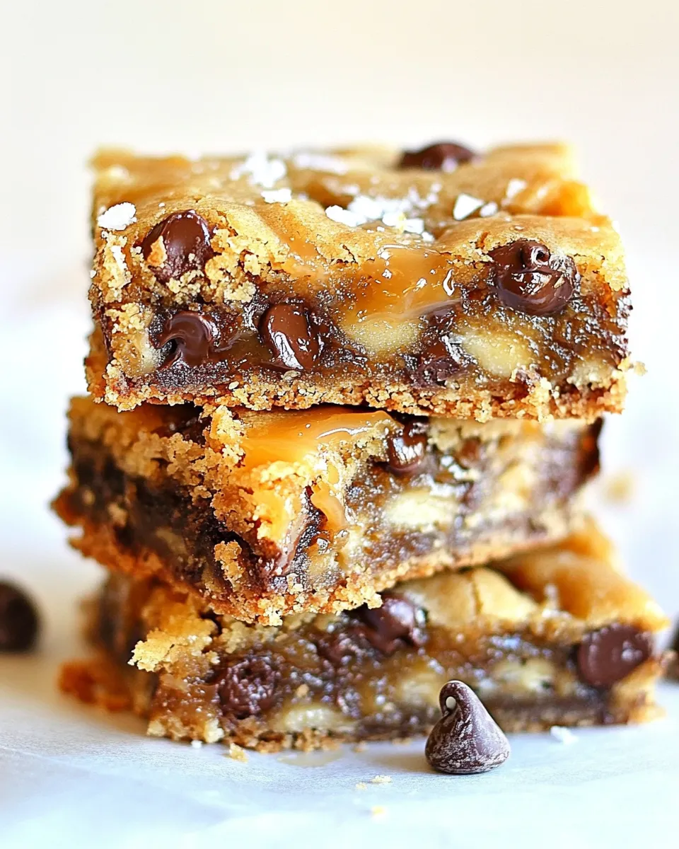 Homemade Gooey Salted Caramel Chocolate Chip Cookie Bars photo