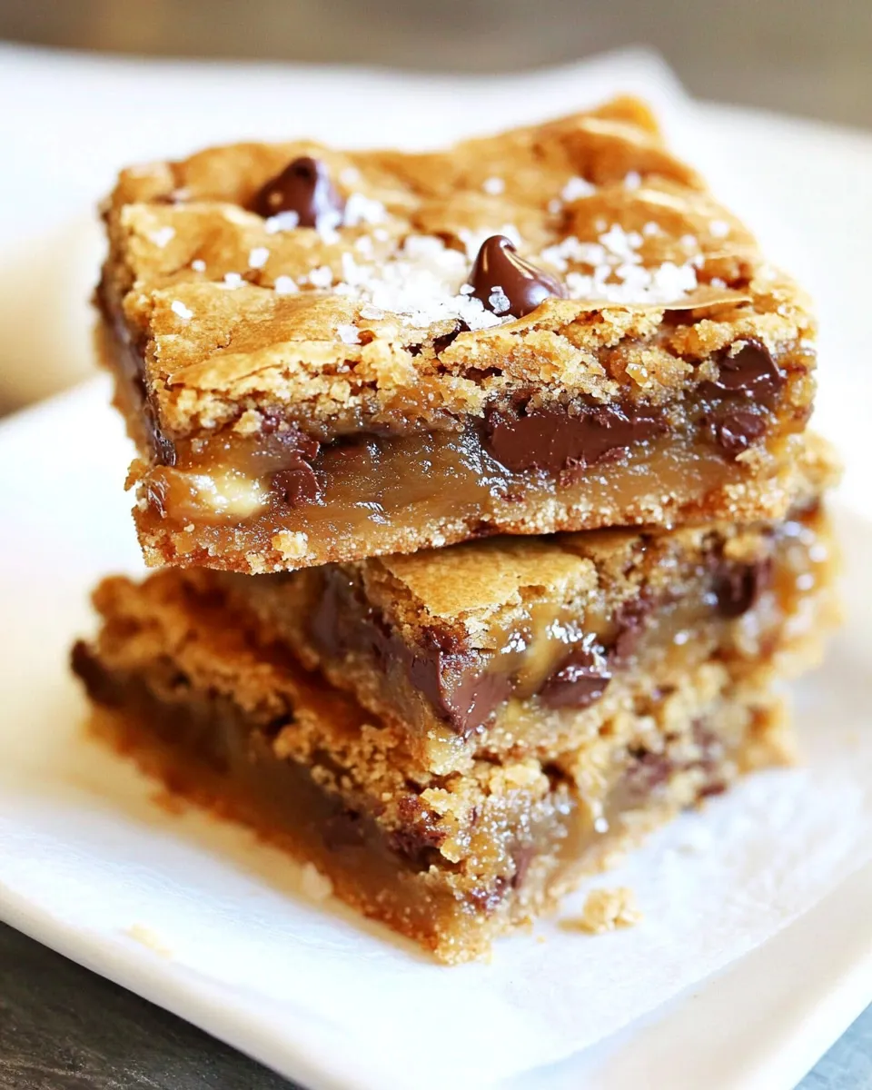 Easy Gooey Salted Caramel Chocolate Chip Cookie Bars recipe photo
