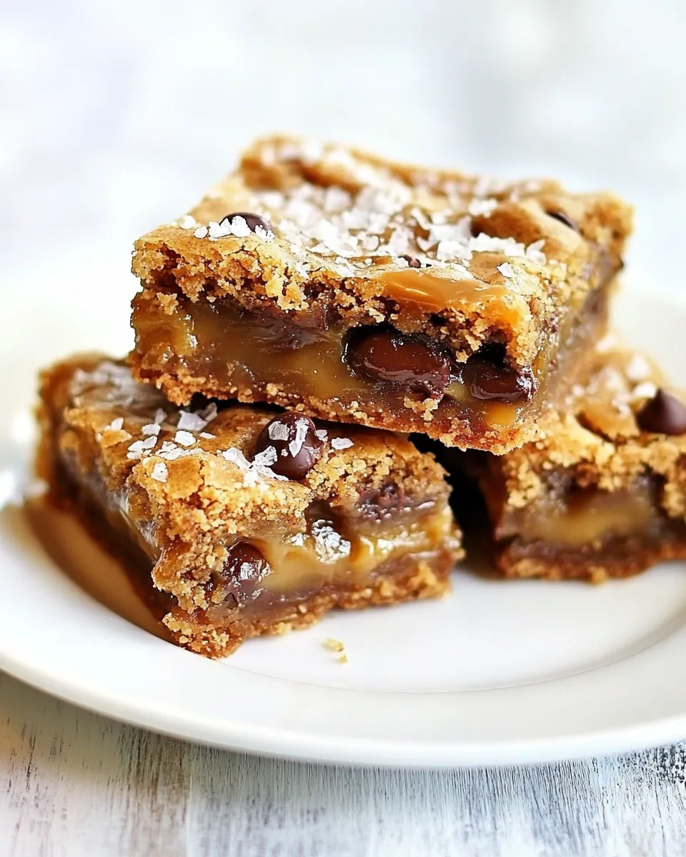 Delicious Gooey Salted Caramel Chocolate Chip Cookie Bars dish photo