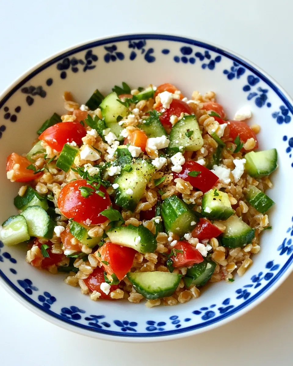 Delicious Greek Farro Salad food shot