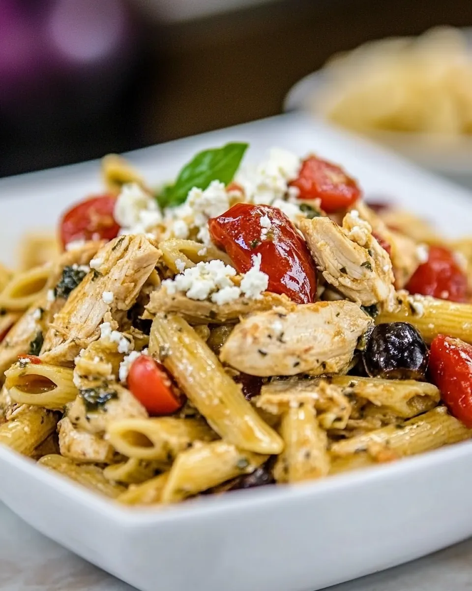Classic Greek Pasta with Chicken dish photo