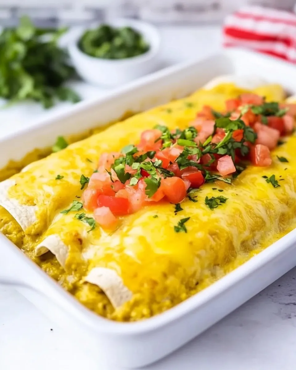 Easy Green Chili Chicken Enchiladas food shot