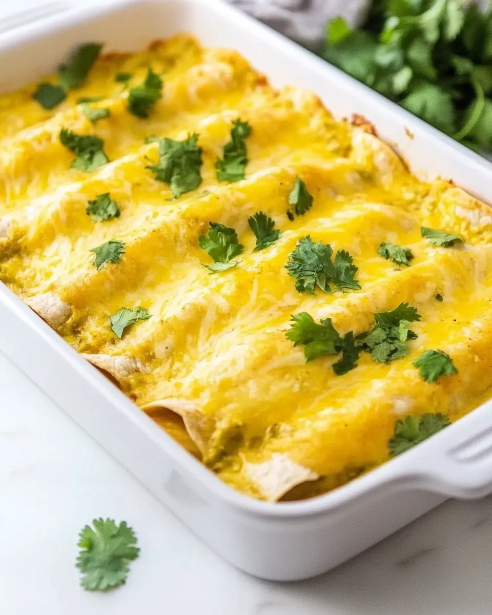 Delicious Green Chili Chicken Enchiladas plate image