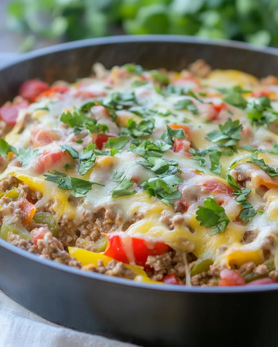 Easy Ground Beef Stuffed Pepper Skillet recipe photo