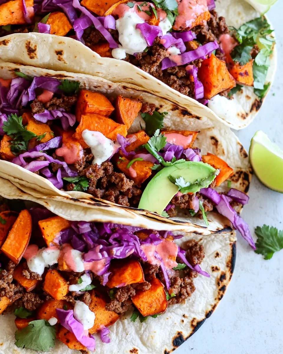 Homemade Ground Beef Tacos with Roasted Sweet Potatoes recipe photo