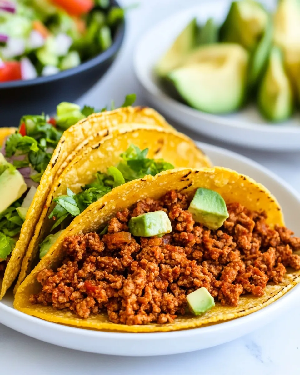 Healthy Ground Turkey Tacos food shot