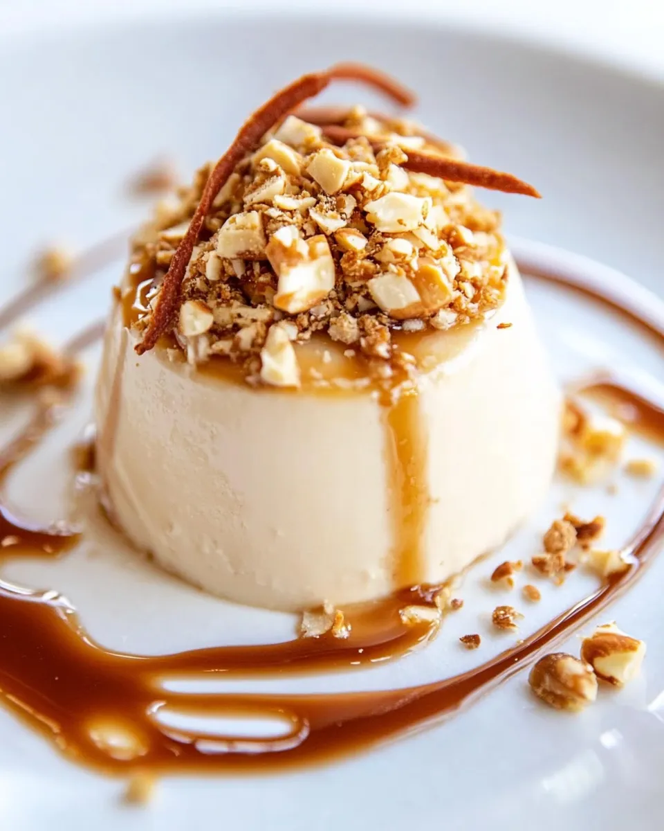Easy Hazelnut Panna Cotta with Caramel Sauce food shot