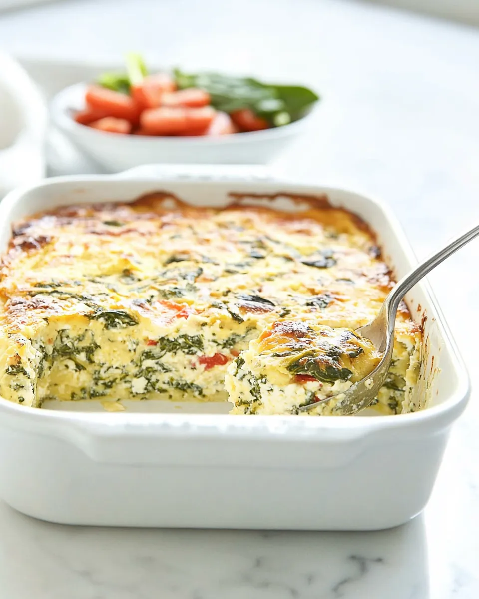 Delicious Healthy Breakfast Casserole with Spinach and Feta recipe image