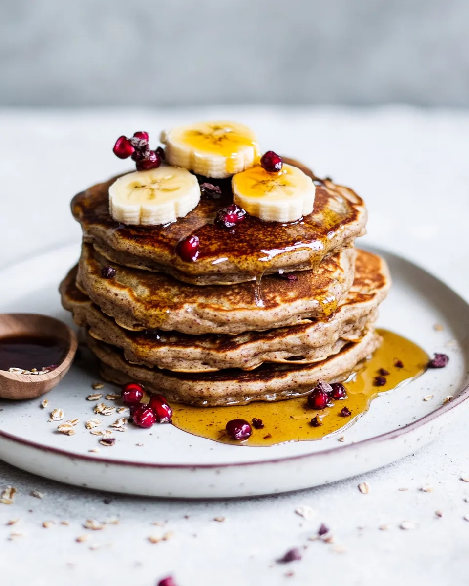 Delicious Healthy Chai Banana Pancakes. food shot
