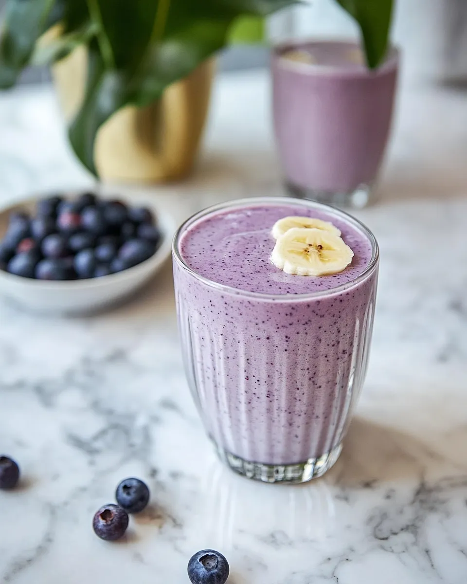 Classic Healthy blueberry & banana protein smoothie image