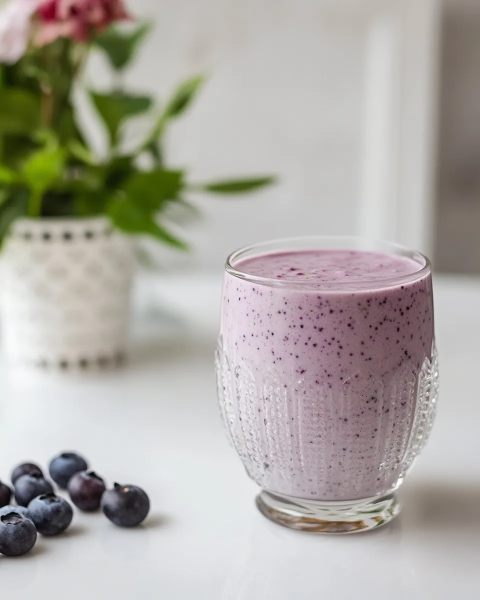 Delicious Healthy blueberry & banana protein smoothie dish photo