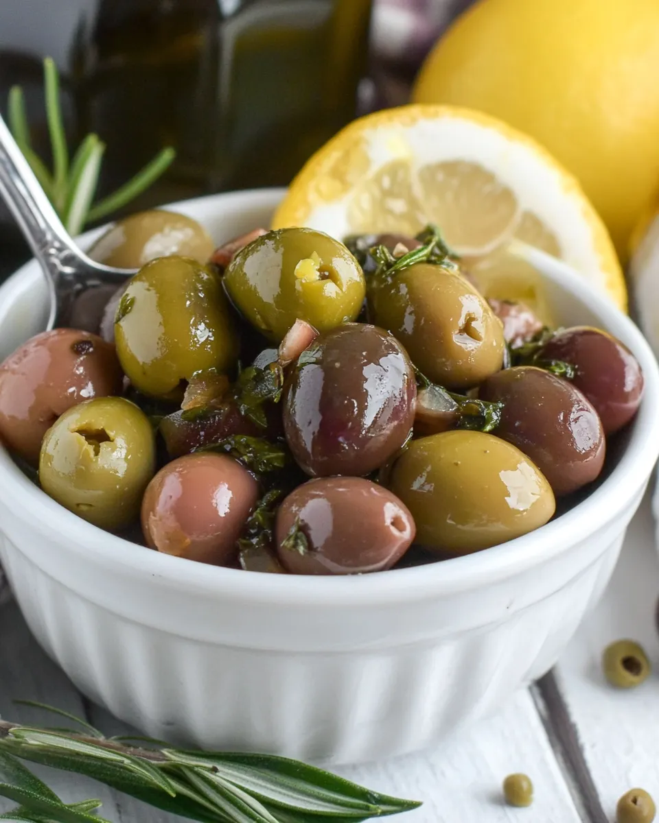 Delicious Herbed Olives food shot