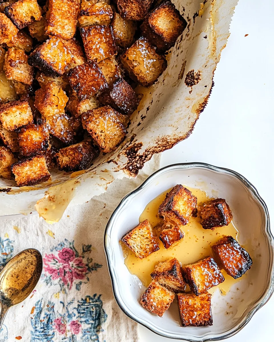 Delicious Homemade Honey Butter Sourdough Croutons photo