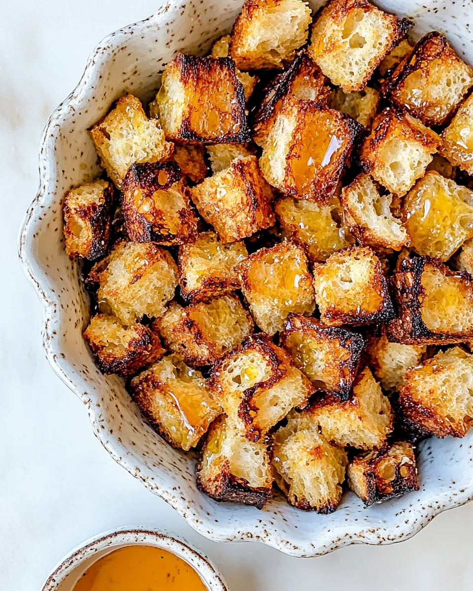 Easy Homemade Honey Butter Sourdough Croutons recipe image