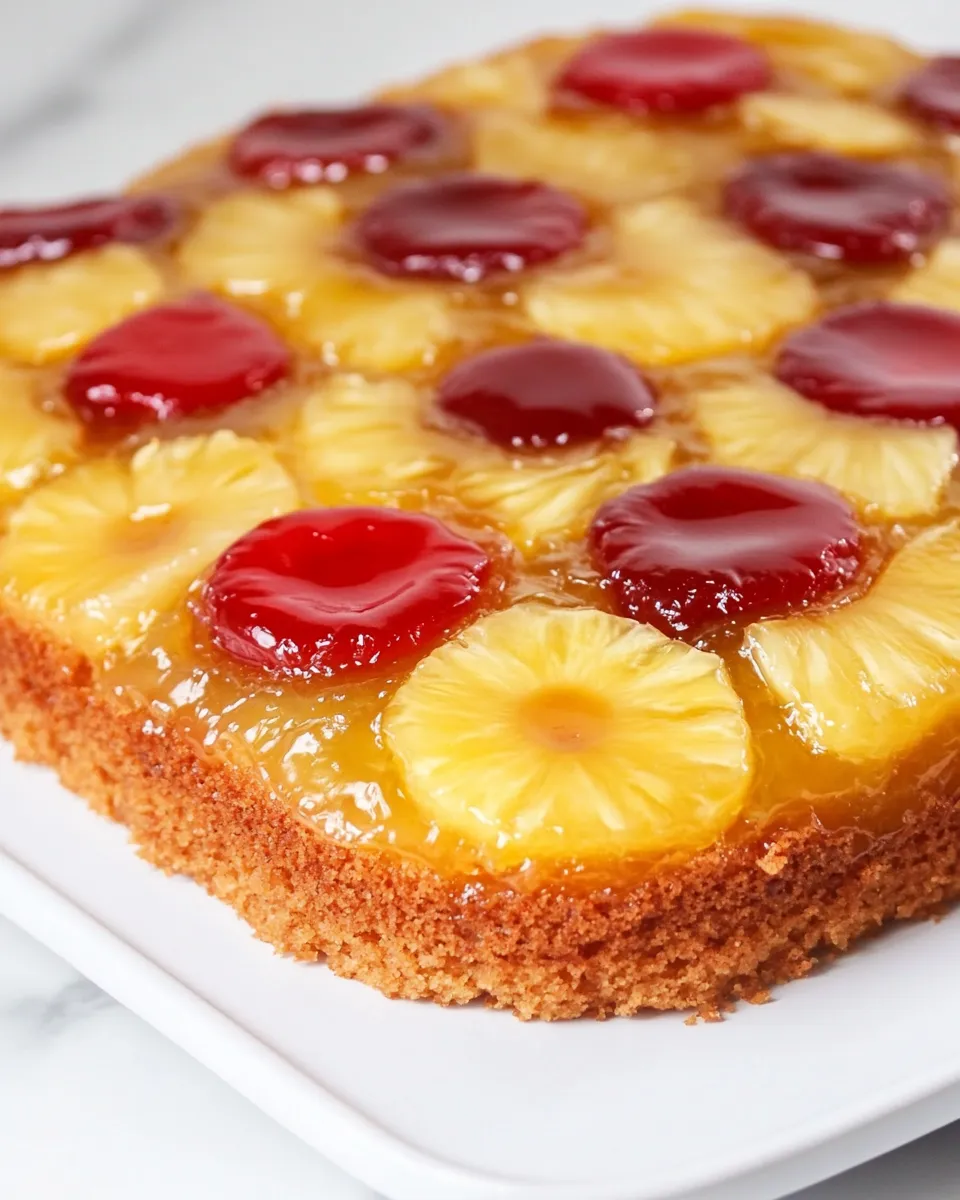 Easy Homemade Pineapple Upside Down Cake food shot