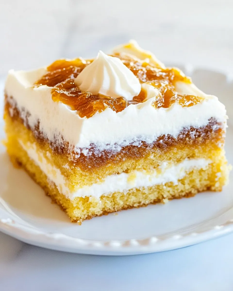 Easy Honey Bun Poke Cake food shot