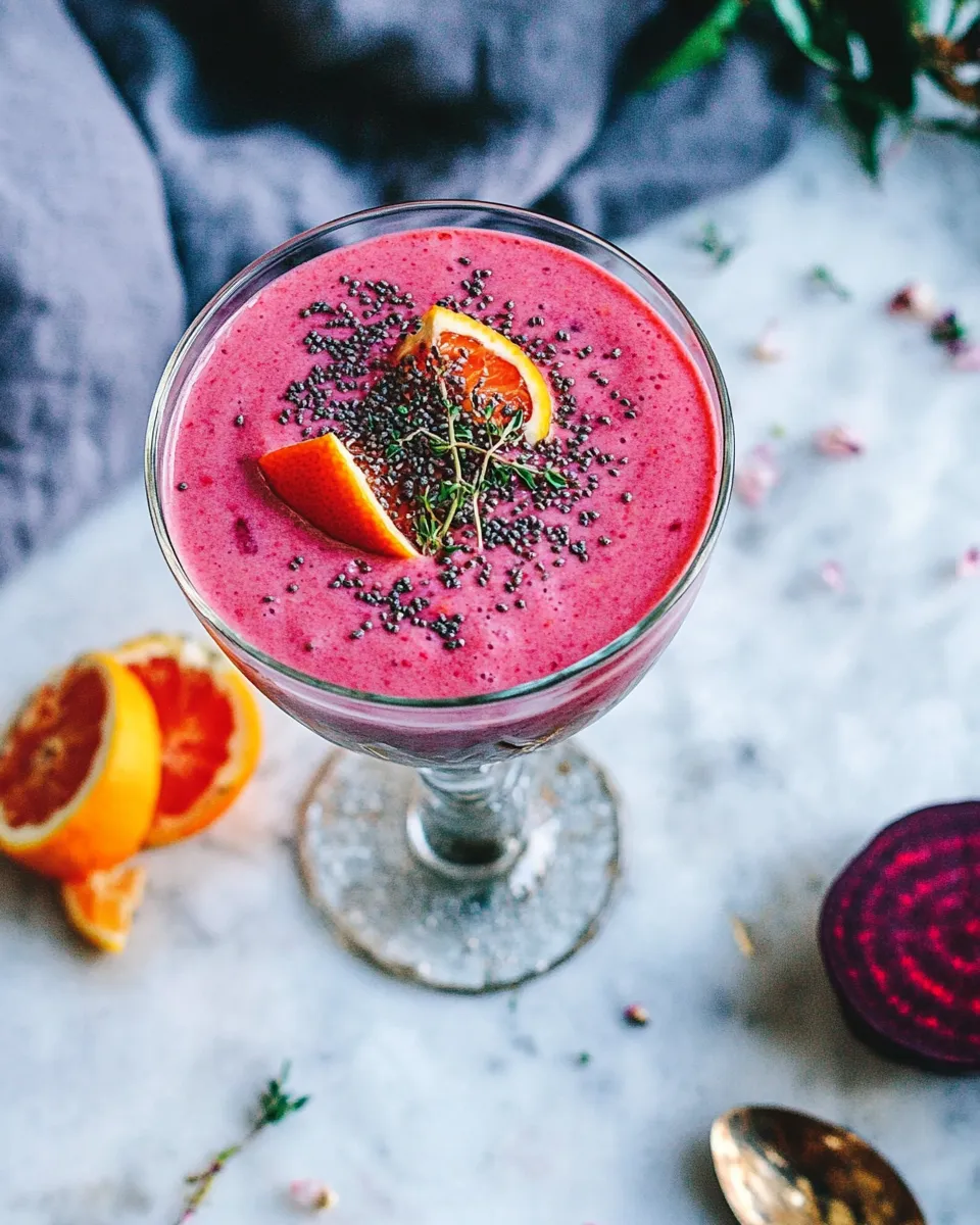 Fresh Hot Pink Beet Smoothie with Citrus dish photo