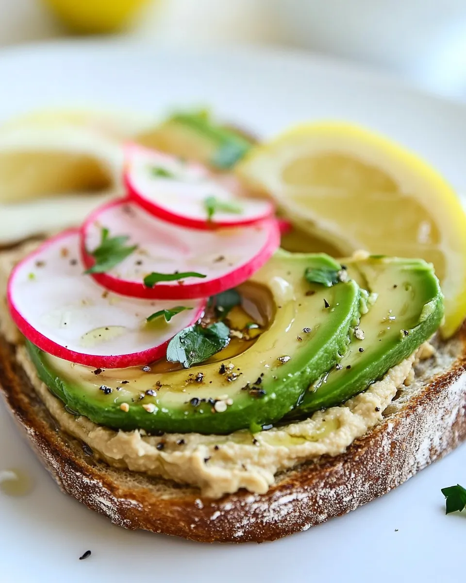 Delicious Hummus Avocado Toast shot