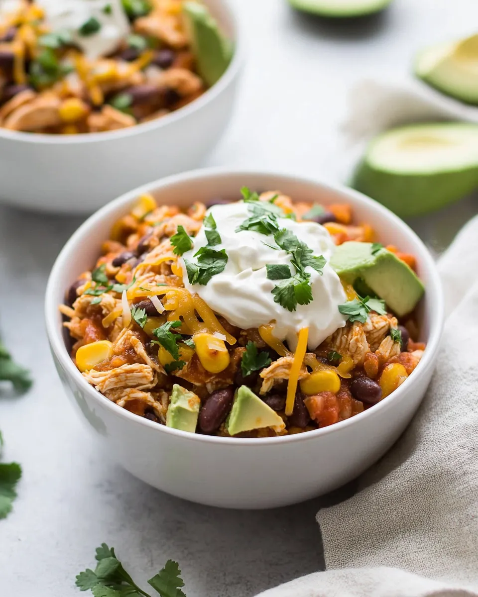 Easy Instant Pot Chicken Taco Bowls food shot