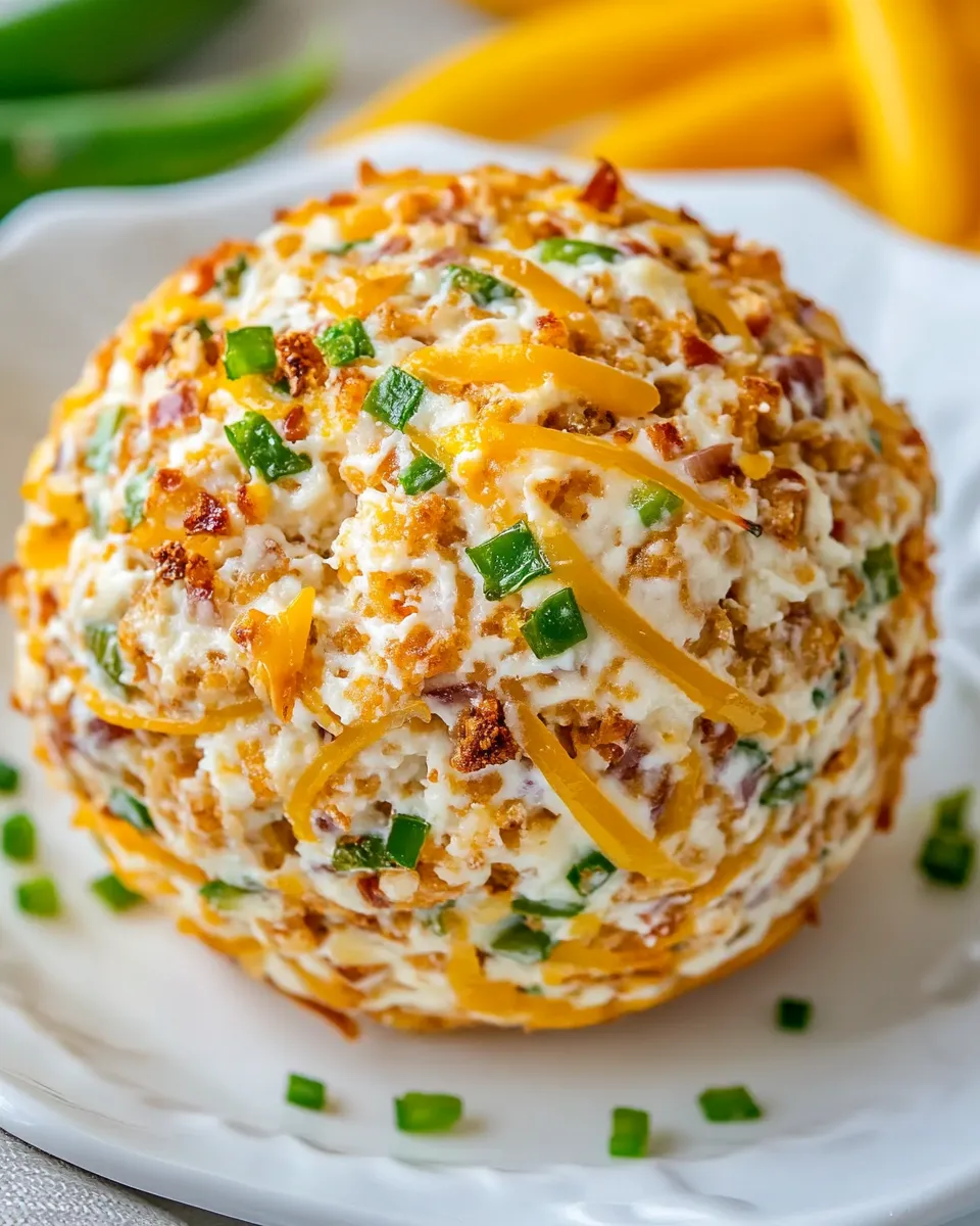 Delicious Jalapeno Popper Cheese Ball plate image