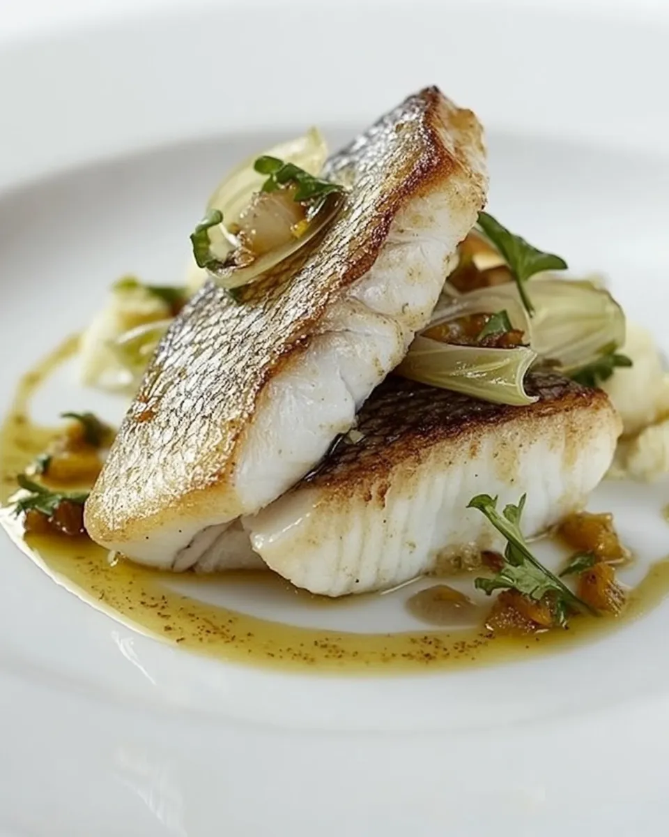 Delicious John Dory with Orange Glazed Endive & Cauliflower Puree dish photo