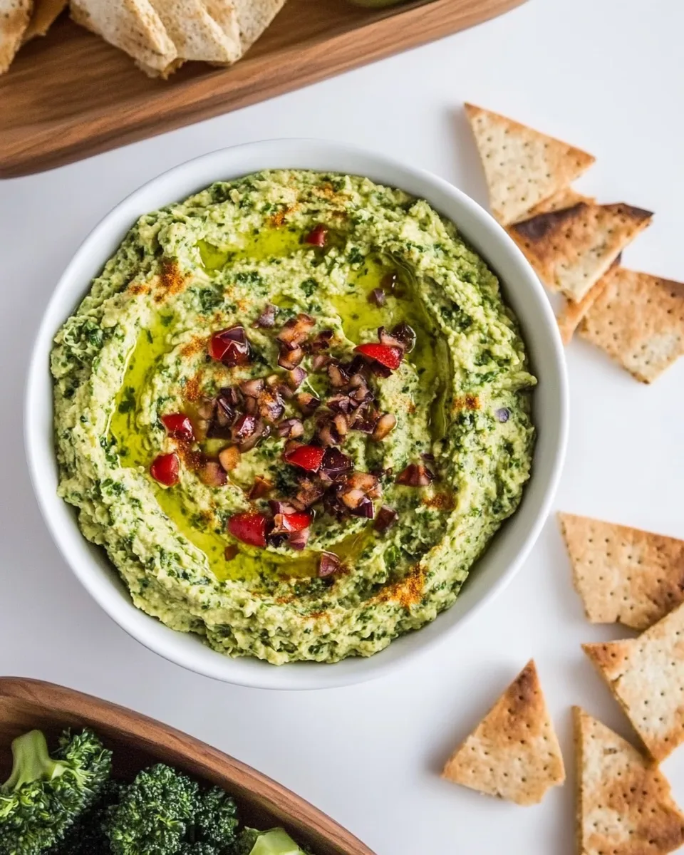 Delicious Kale Hummus Without Tahini food shot