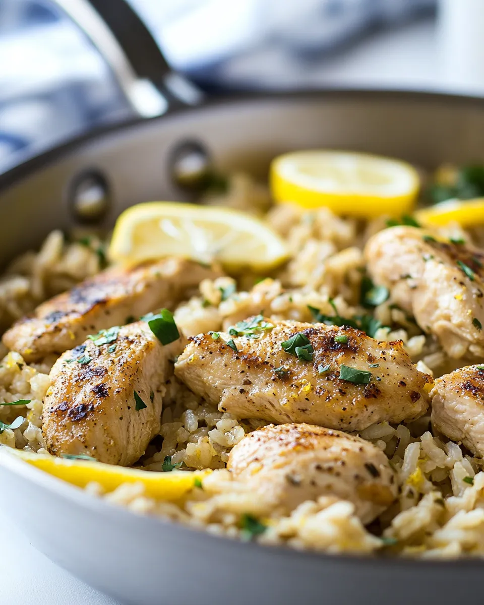 Delicious Lemon Chicken Rice Skillet plate image