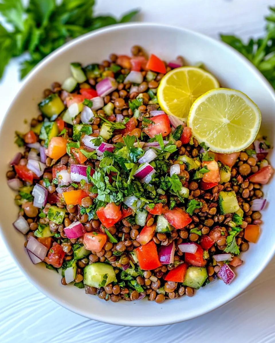 Delicious Lentil Tabbouleh food shot