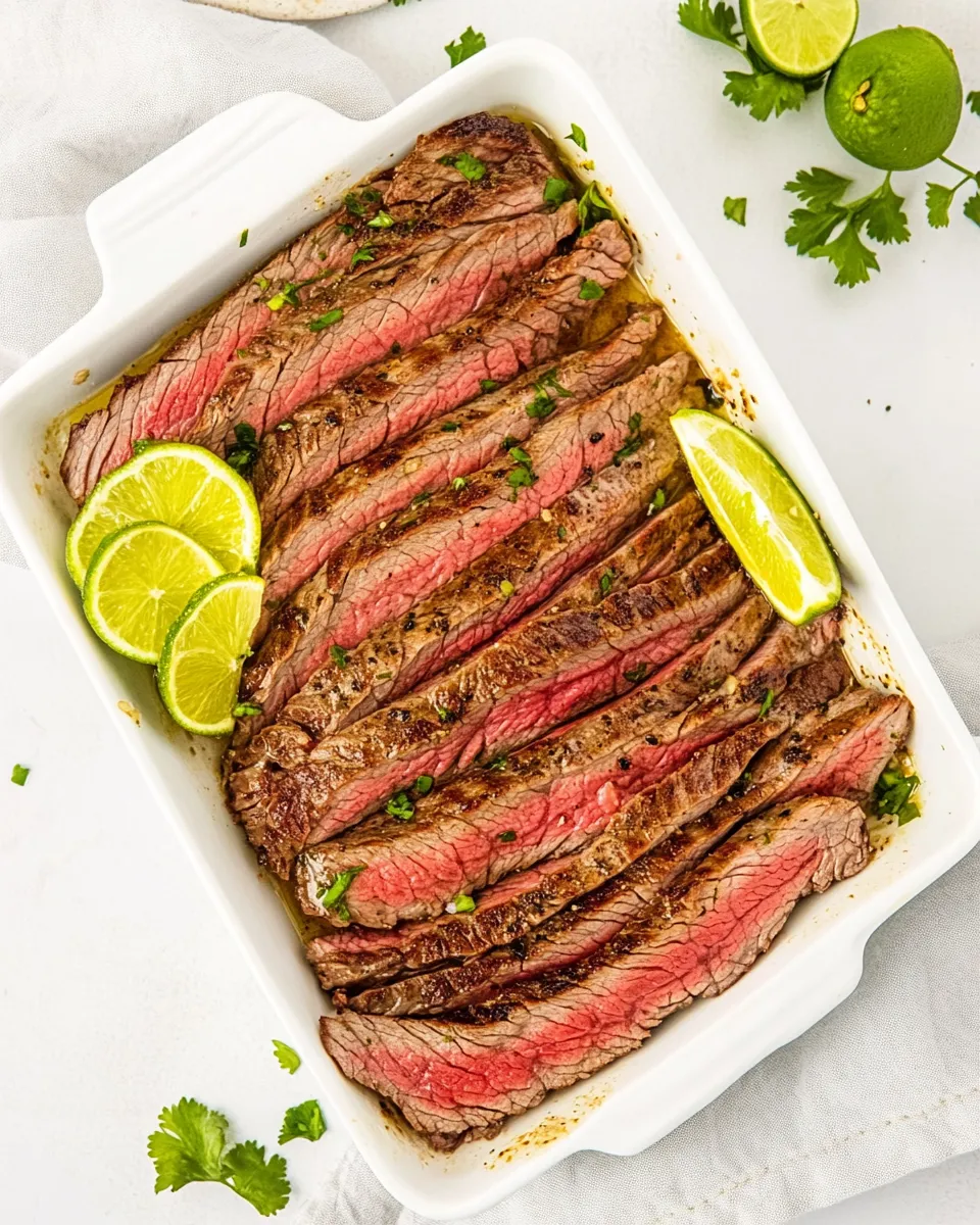 Classic Lime Marinated Flank Steak food shot