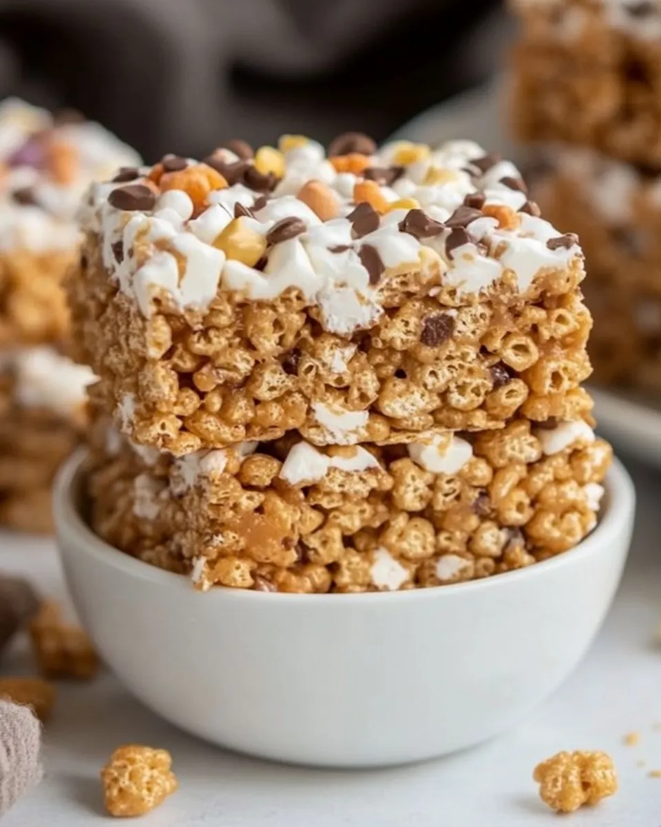 Easy Loaded Rice Krispie Treats food shot