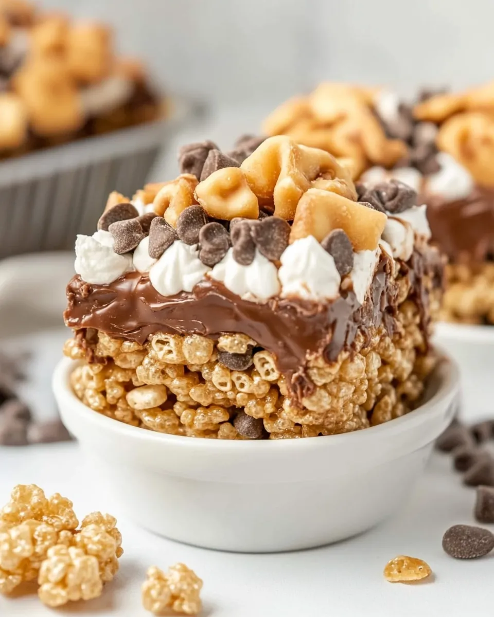 Delicious Loaded Rice Krispie Treats plate image