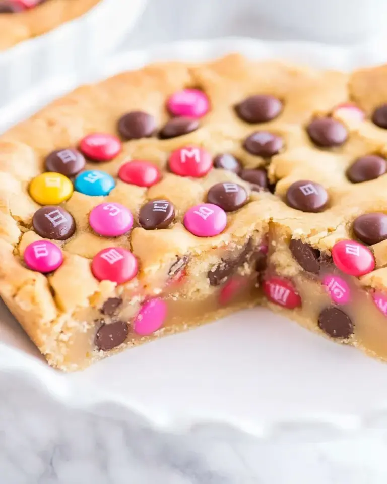 Homemade Loaded Soft and Chewy M&M Cookie Pie photo