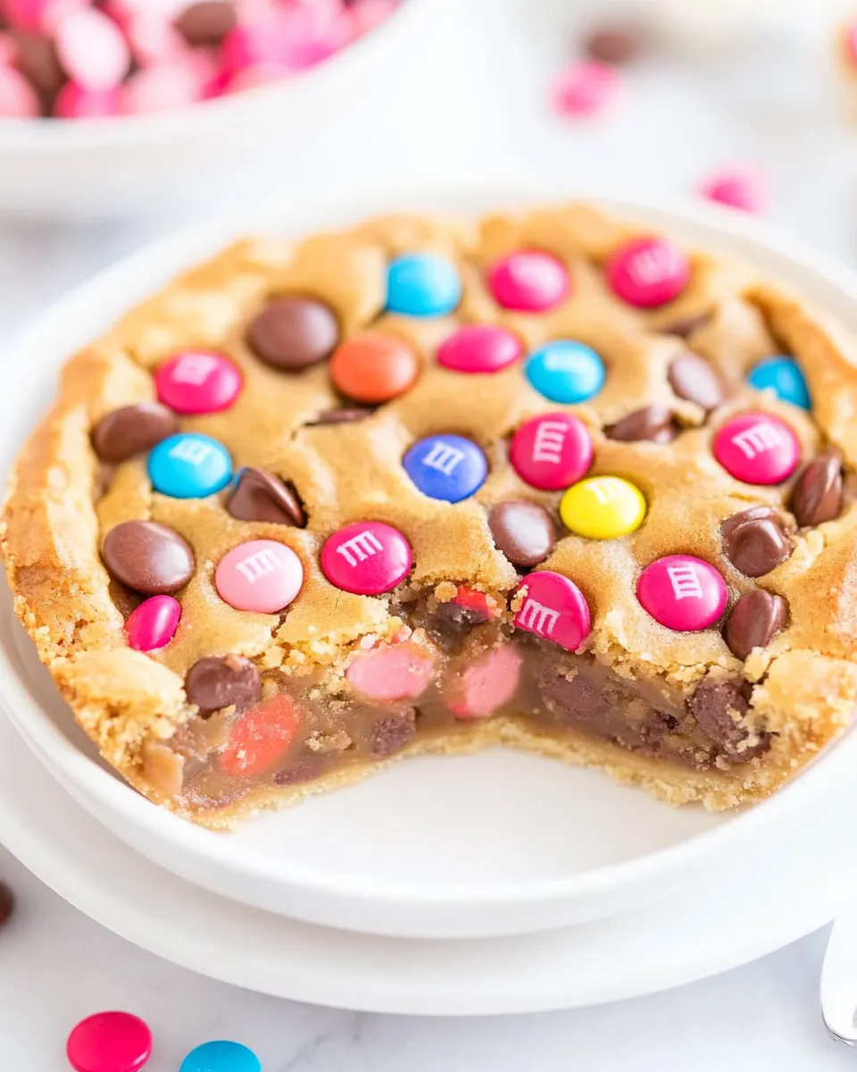 Easy Loaded Soft and Chewy M&M Cookie Pie recipe photo