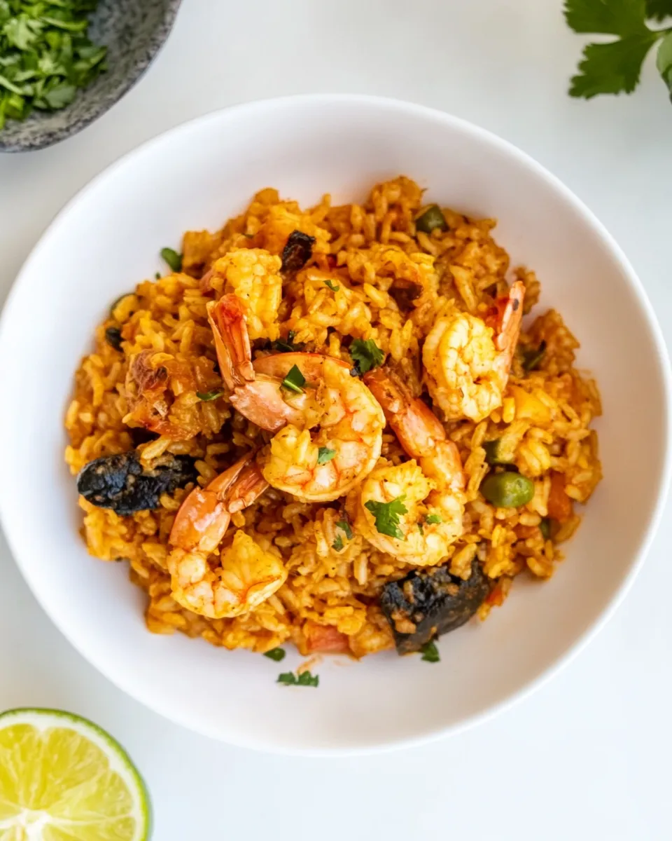 Easy Locrio de Camarones (Dominican Rice and Shrimp) food shot