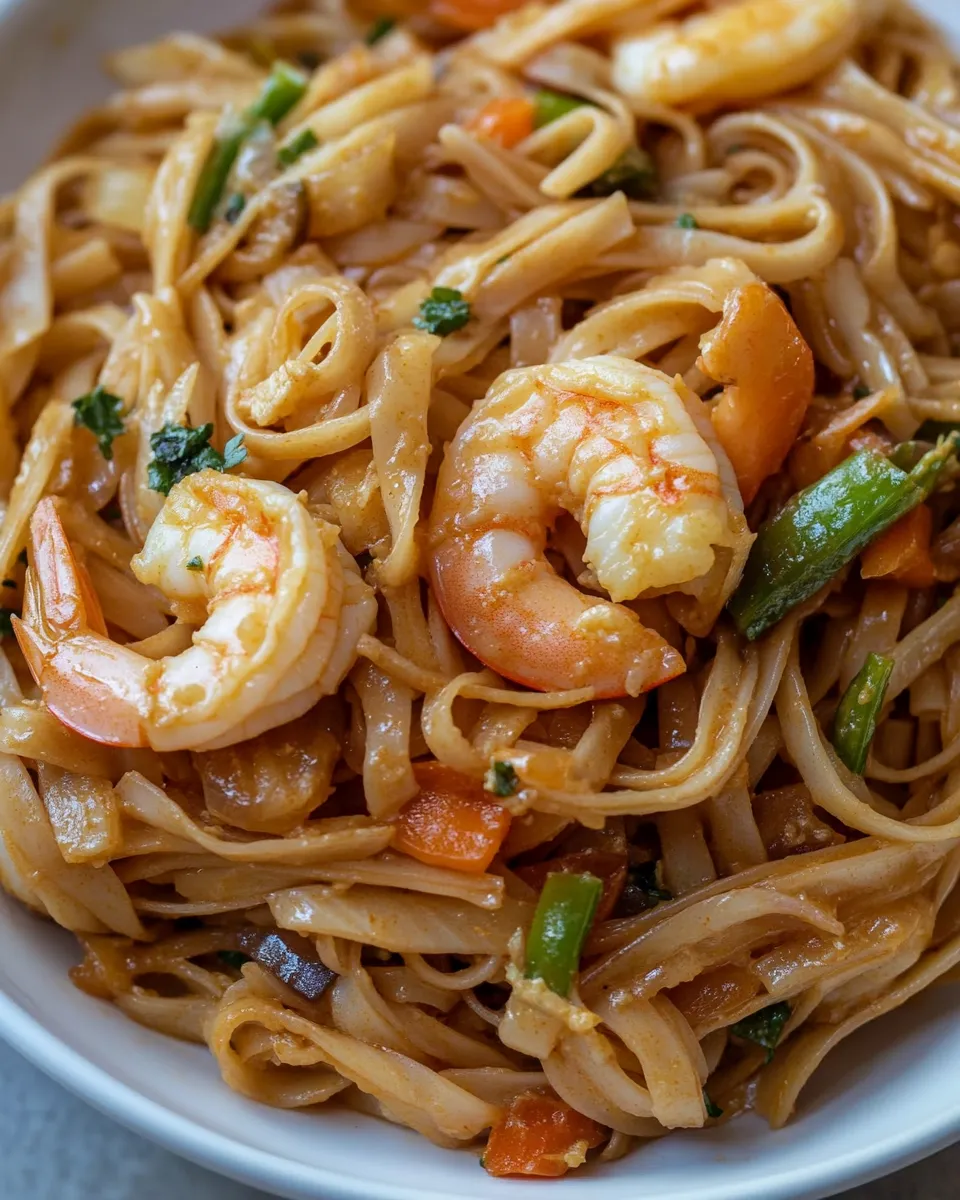 Delicious Macro Friendly Red Curry Noodles with Shrimp image