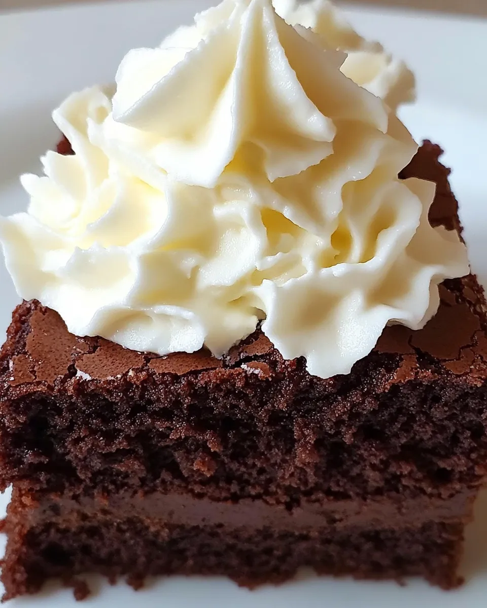 Classic Mascarpone Brownies with Whipped Cream dish photo