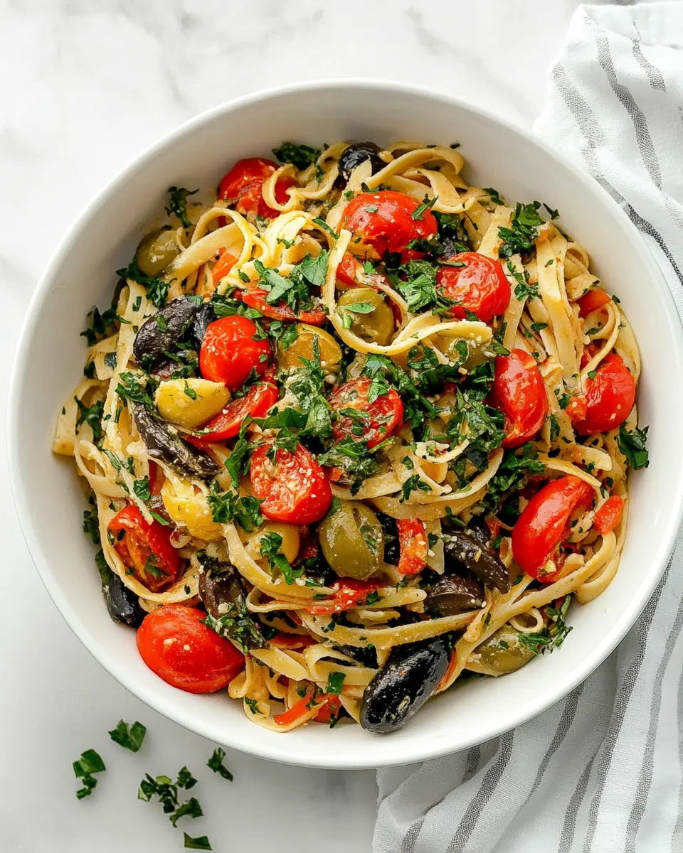 Delicious Mediterranean Pasta food shot