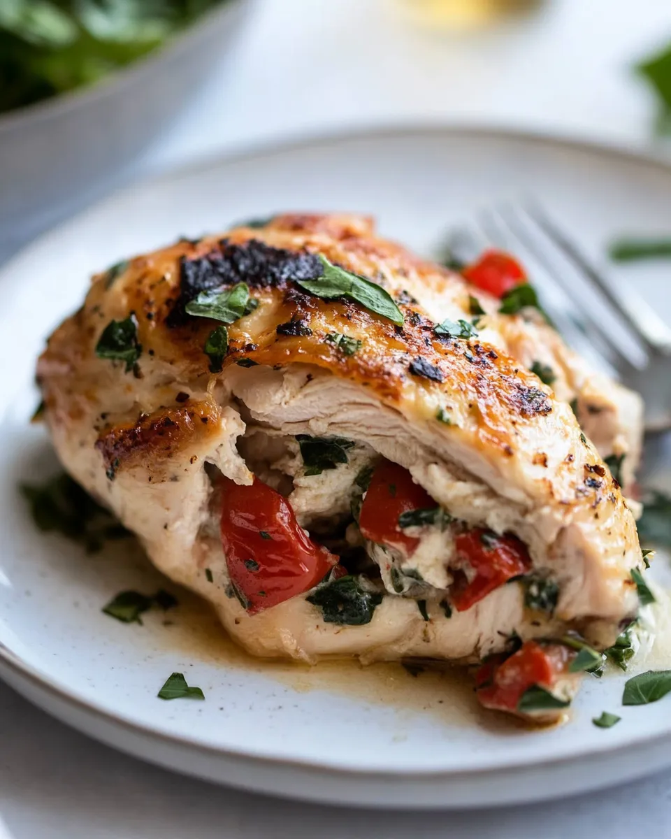 Easy Mediterranean Stuffed Chicken food shot